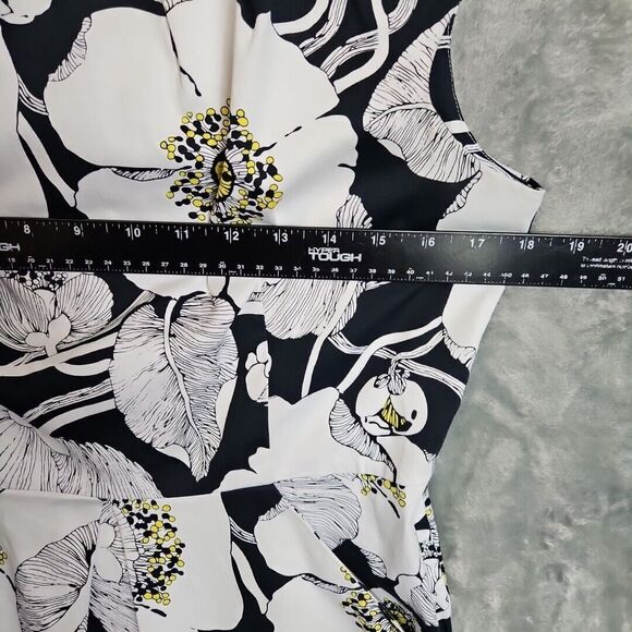 D By Y Ltd Sz 10 Black Yellow White  Dress fit and flare cotton sleeveless - Picture 5 of 12